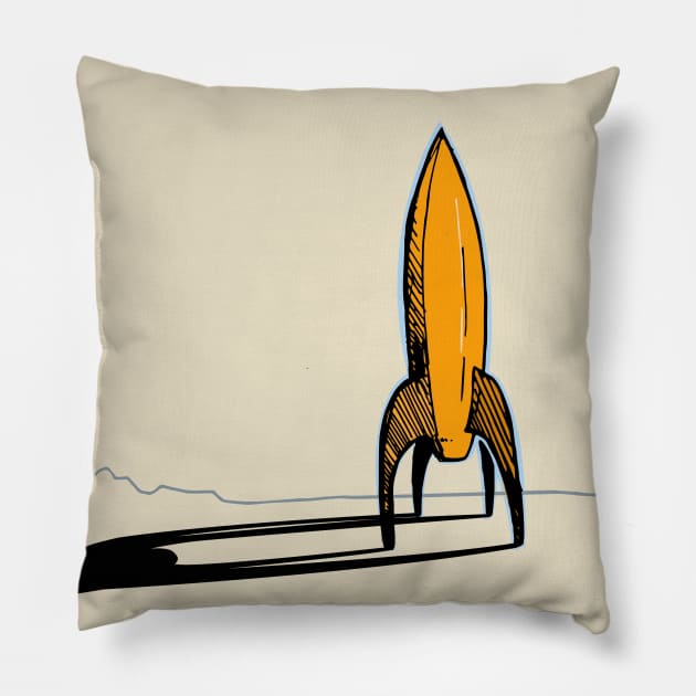 Space Rocket Moon Landing Pillow by callingtomorrow