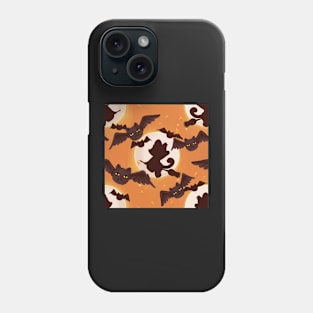 spooky halloween pattern with cat-bats orange Phone Case