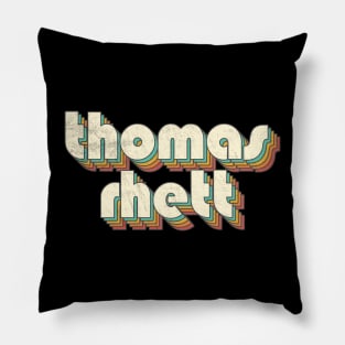 Retro Vintage Rainbow Thomas Letters Distressed Style Pillow