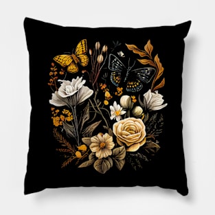 Realistic flowers botanical Pillow