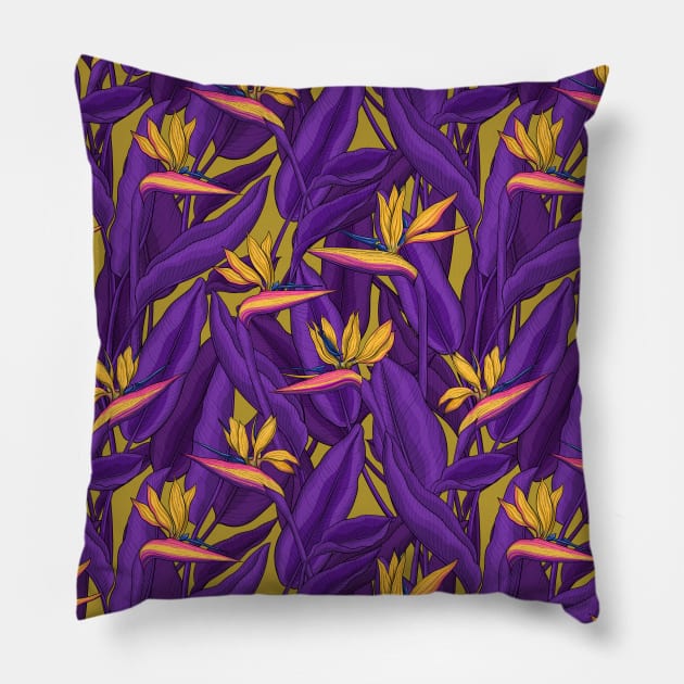 Bird of paradise garden 3 Pillow by katerinamk