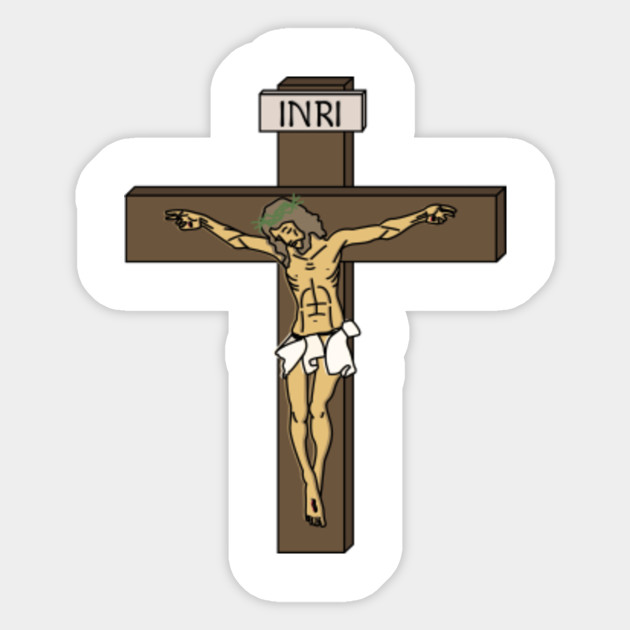 Jesus On The Cross Inri Jesus Sticker Teepublic