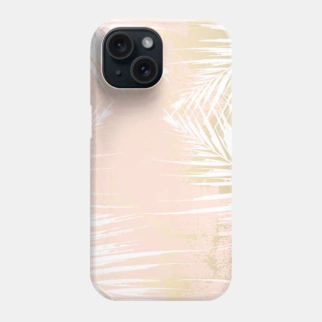 Cute Rose Gold Tropical Palm Trees Foliage Pattern Phone Case by Motaz