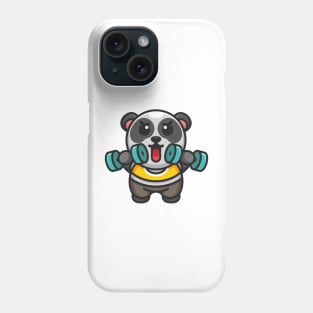 Cute panda lifting dumbbells Phone Case