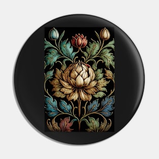 Floral Garden Botanical Print with Black Background Pin