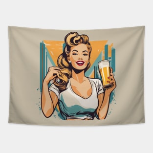 Brew Beer Mistress Lager Lady Pin Up Girl Tapestry