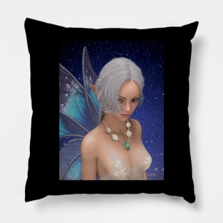 Portrait of a fairy under a starry sky Pillow
