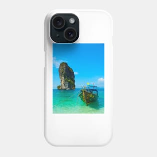 Karst Tower and Long-Tailed Boat, Railay Beach Phone Case