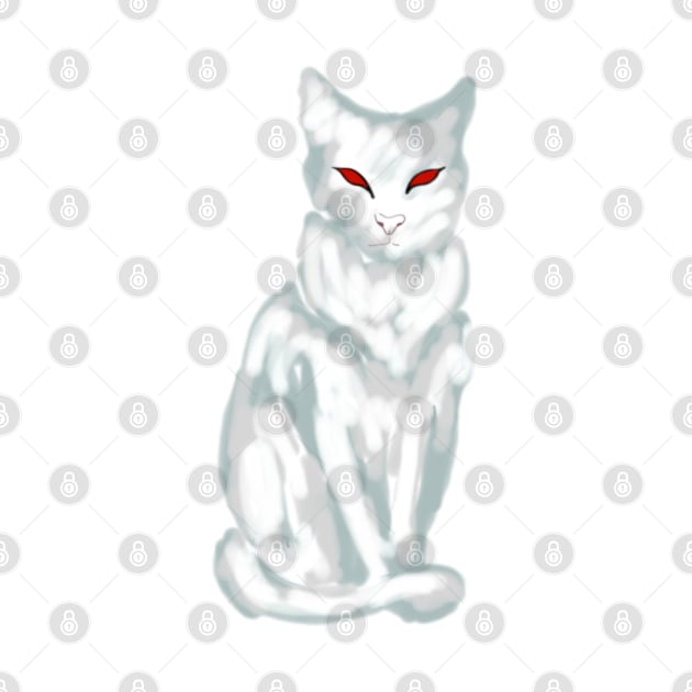 Snow cat with red eyes by RedHeadAmazona