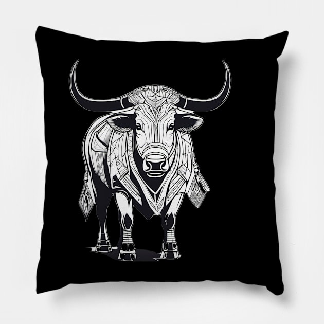 Wild Ox Dressed in Battle Armor. Uruz is the Runic word for the Wild Ox Pillow by DesignsbyZazz