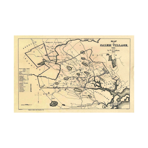 Vintage 1692 Map of Salem Massachusetts (1866) by Bravuramedia