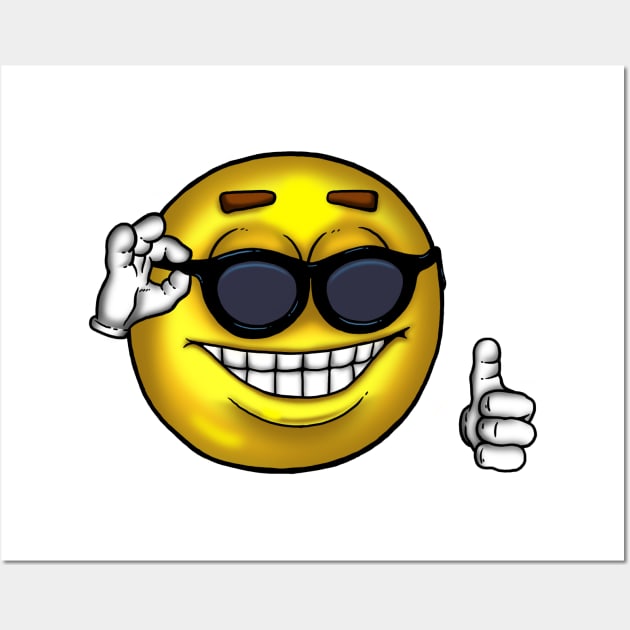 Smiley Face Sunglasses Thumbs Up Emoji Meme Face | Art Board Print