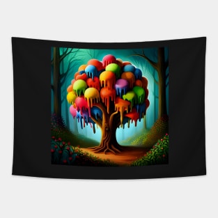 Melting Rainbow Ice Cream Tree Tapestry