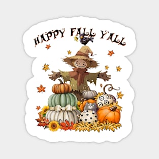 Scarecrow Happy Fall Y'all Pumpkin Thanksgiving Halloween Magnet