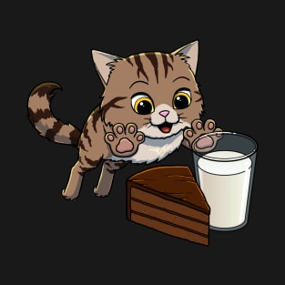 Siberian Cat excited to have Chocolate Cake with Milk T-Shirt