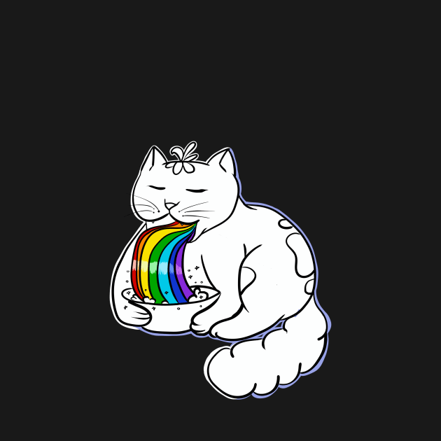 Rainbow puking cat by FoxEnonaka