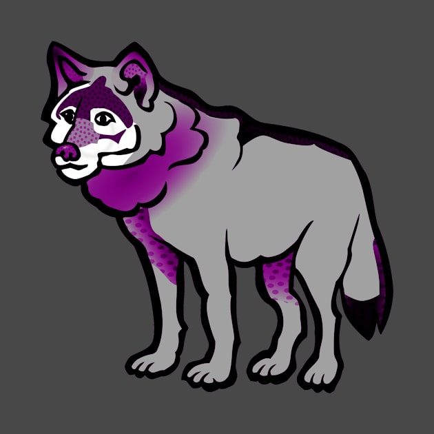 Asexual Pride Cartoon Wolf Design by VernenInk