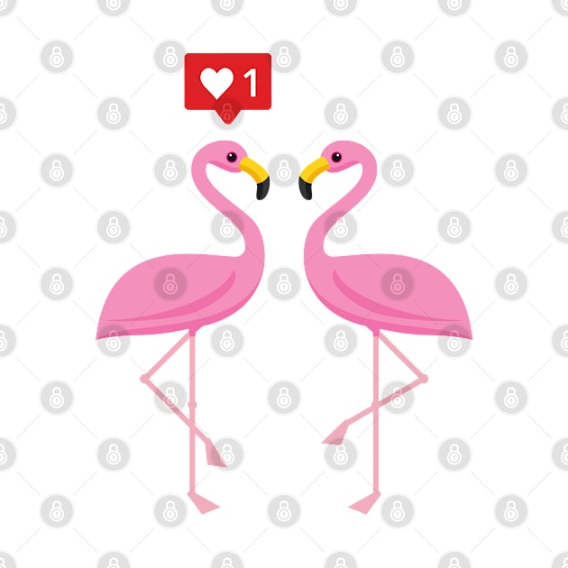 Cute Pink Flamingo Like Heart Pastel by BirdAtWork