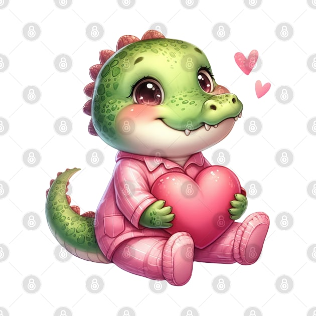 Valentine Love Crocodile by Chromatic Fusion Studio