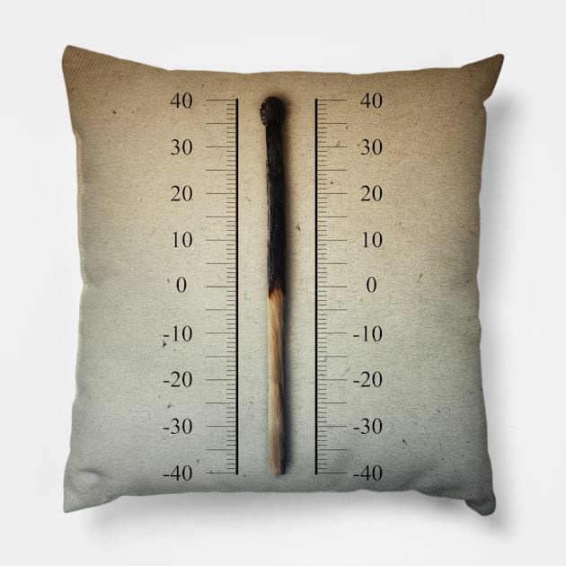 burnt match thermometer Pillow by psychoshadow