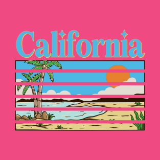 California Vacation Beach Retro Graphic T-Shirt