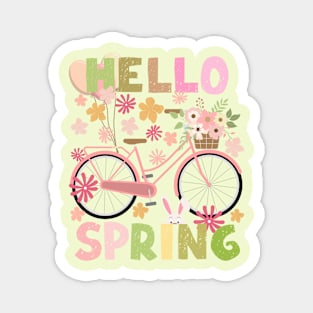 Hello Spring Pink Bicycle Magnet