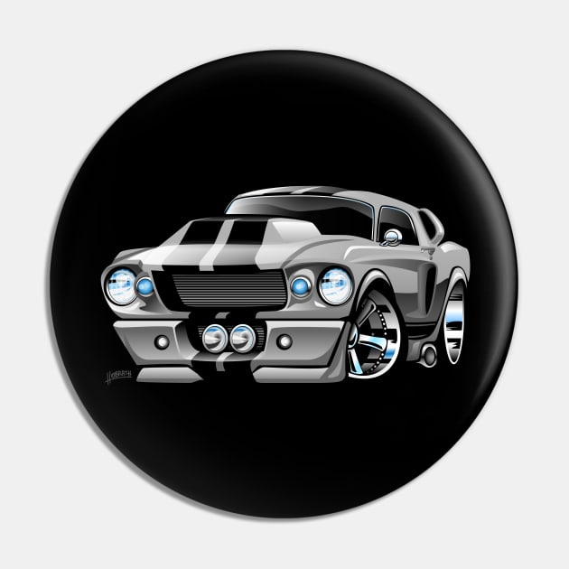 Classic Sixties American Muscle Car Cartoon Pin by hobrath