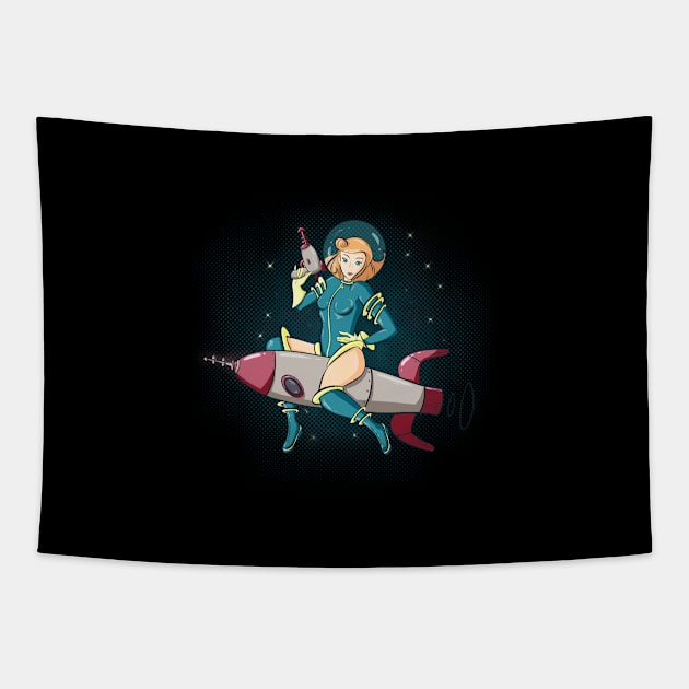 Rocket Ride Pinup Tapestry by DonCorgi