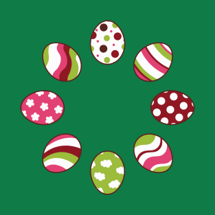 Eggs | Pink Green | Stripes | Dots | Clouds | Light Green T-Shirt