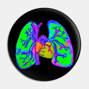 Neon Watercolor Lungs Pin