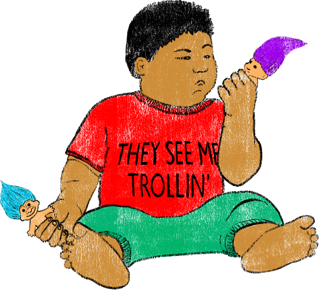 They See Me Trollin Kids T-Shirt by martinascott