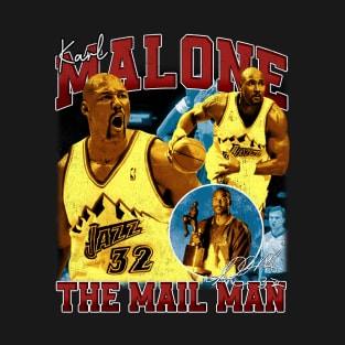 Karl Malone The Mail Man Basketball Legend Signature Vintage Retro 80s 90s Bootleg Rap Style T-Shirt