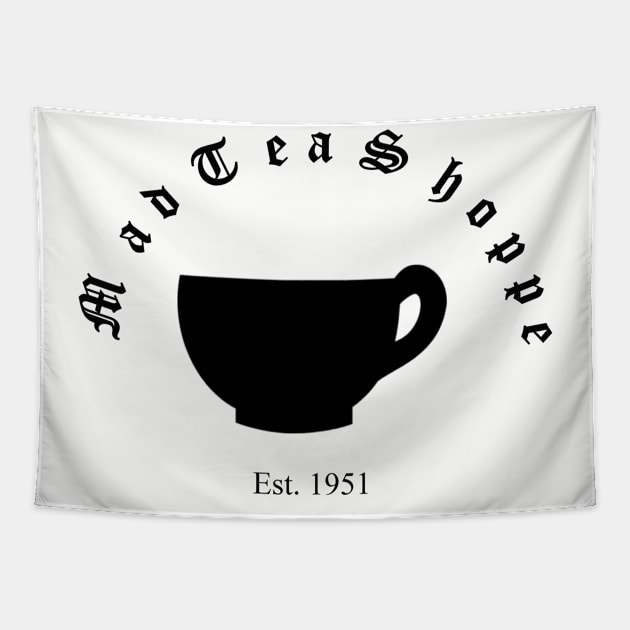 Mad Tea Shoppe (Black) Tapestry by Couragetoflyshop