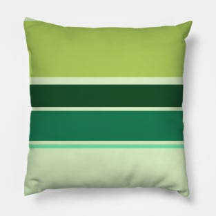 A gentle incorporation of Dark Sea Green, Medium Aquamarine, Very Light Green, Cal Poly Pomona Green and June Bud stripes. Pillow