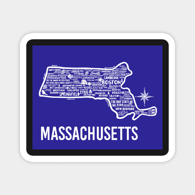 Massachusetts Map Magnet by fiberandgloss