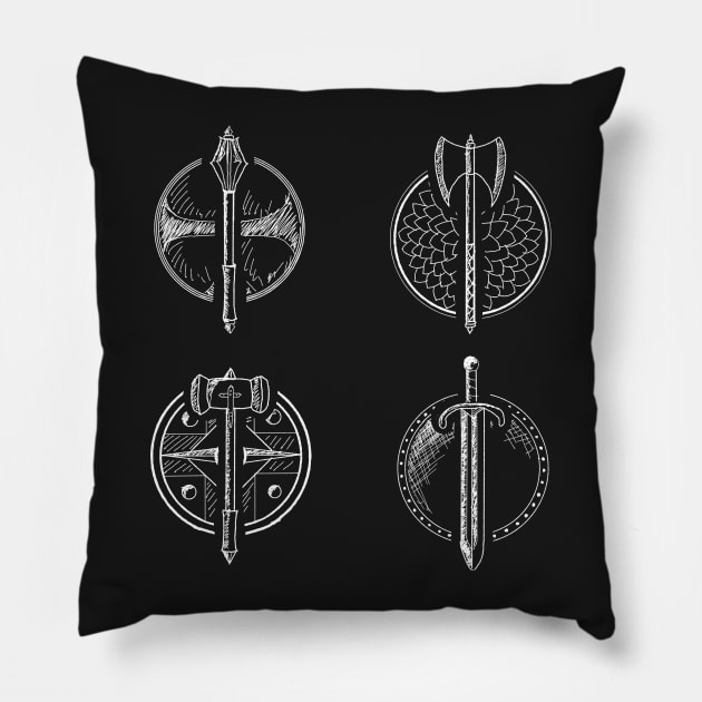 Weapons Pillow by themanyartsofknight