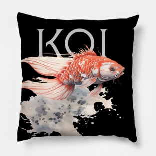 Koi Pond: Calming Koi Fish on a Dark Background Pillow