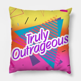 80's Throwback Truly Outrageous Neon Yellow, Orange, Pink Ombre Pillow