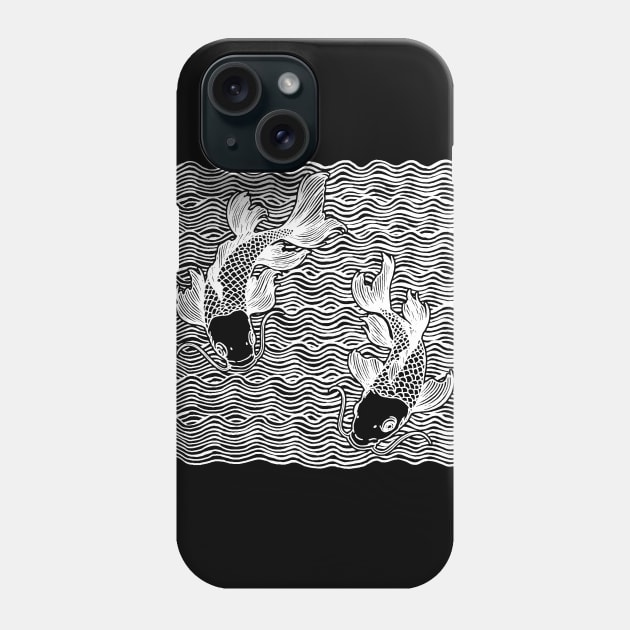 Double Koi Fish Great Wave Tattoo Wht Phone Case by ebayson74@gmail.com