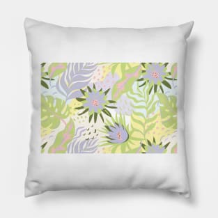 Violet, pink, green, light blue and yellow floral design Pillow