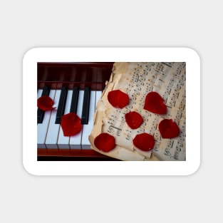 Rose Petals On Sheet Music Magnet