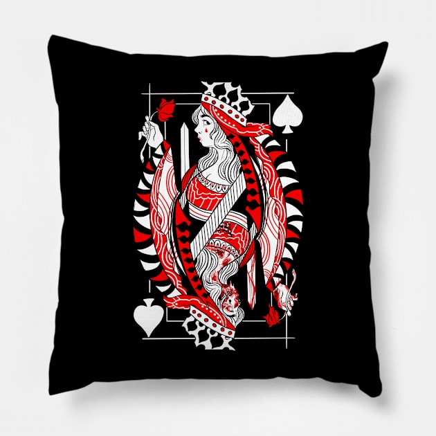 Queen heart zombie Pillow by JONHD