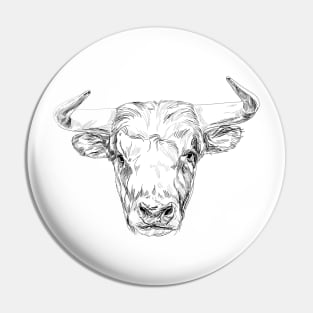 Bull illustration Pin