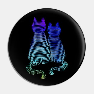 Abstract Cats In Neon Gradient Color Purple To Turquoise Modern Stripes Pin