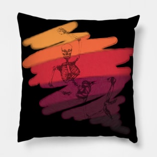 Happy colorful dancing skeleton Pillow