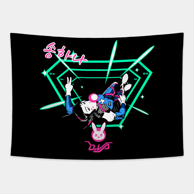 Hana Song - aka D.va Overwatch Tapestry by MizukamiDesigns