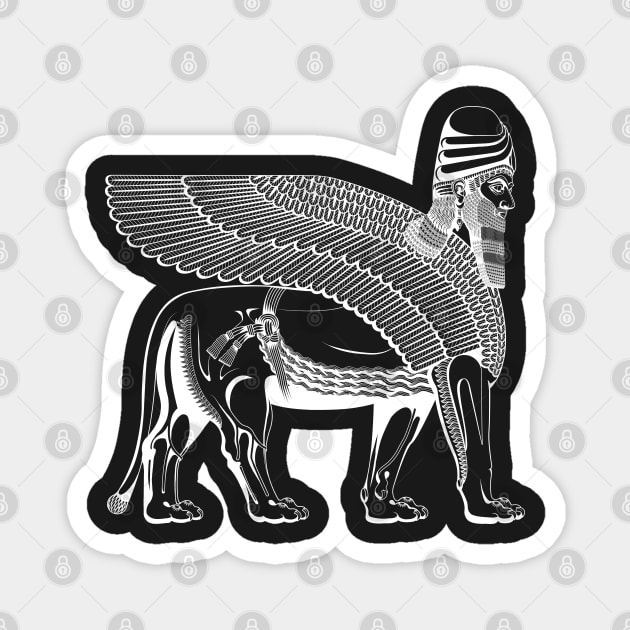 Lamassu Winged lion White Magnet by Dingir ENKI