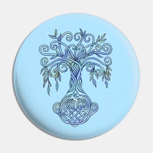 Celtic Tree of life Sky Colored Pin