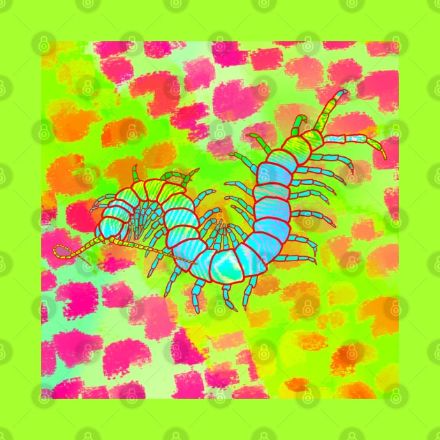 Pretty Centipede | Cheetah Print (Deep Pink/Chartreuse) by techno-mantis