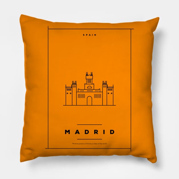 Madrid Minimal Poster Pillow by kursatunsal